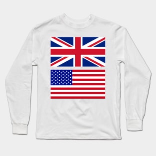 America and Uk Flag Long Sleeve T-Shirt